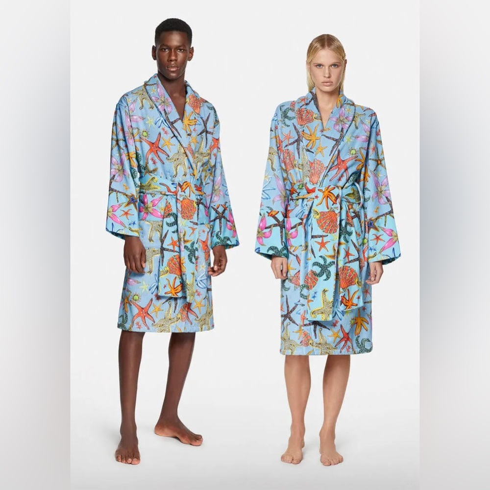 Versace Tresor de La Mer Bath Robe in Blue Unisex
